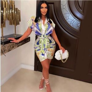 Sateen Designer inspired printed Dress from posh by V